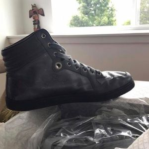 Gucci Gray Monogram High Top Sneakers